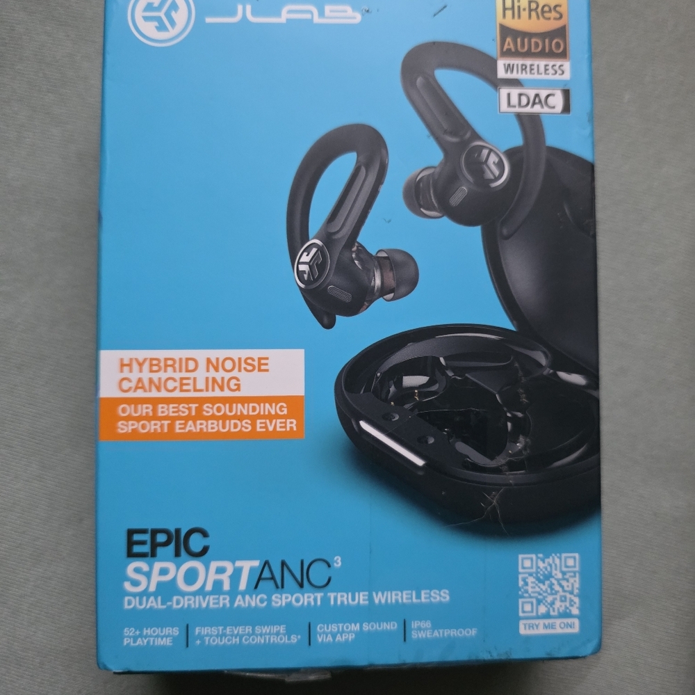 JLab Epic Sport ANC Wireless Earbuds - Black